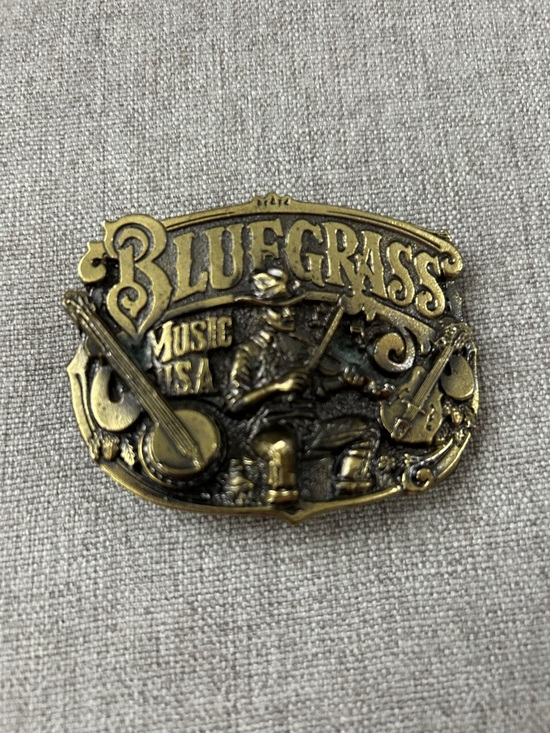 Other - Bluegrass VTG 1982 USA BUCKLE CO banjo  Music Brass Tone Belt Buckle